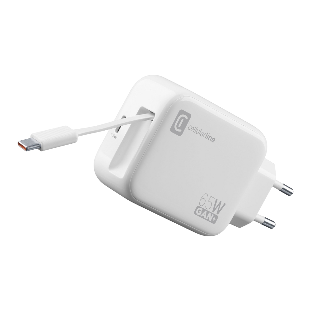 ALIMENTATORE 65W CON CAVO RETRATTILE CELLULARLINE