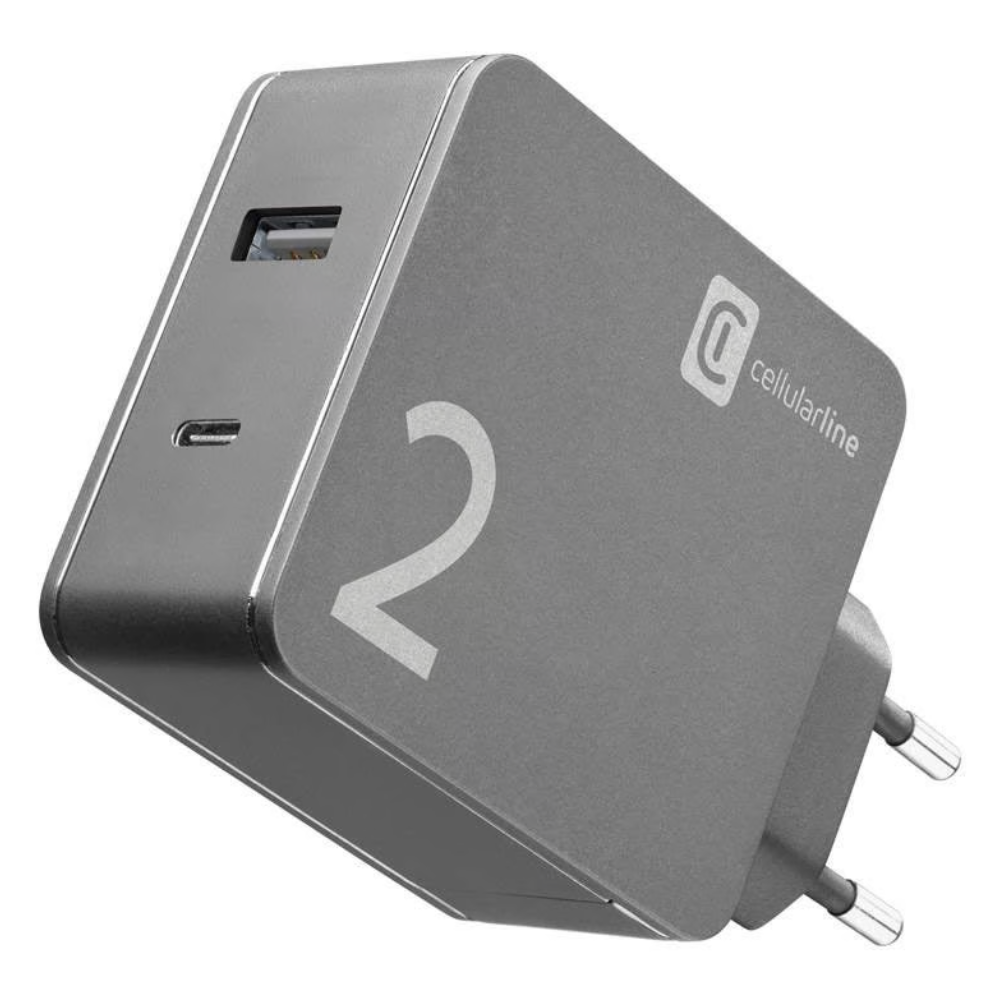 ALIMENTATORE DUO CON PORTA USB E PORTA USB-C CELLULARLINE